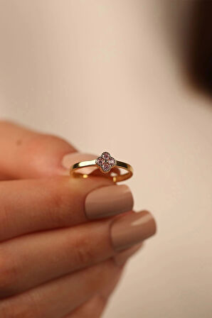 Minimal Yonca Altın Yüzük