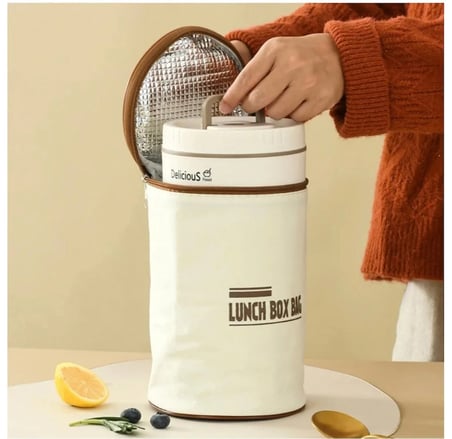 Yalıtımlı Termos Çantalı Paslanmaz 3 Bölmeli 3 Litre Yemek Saklama Kabı Sefer Tası Gıda Muhafaza  Kabı