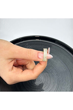 Zirkon Taşlı Yüzük 23, Altın Renk, Ayarlanabilir