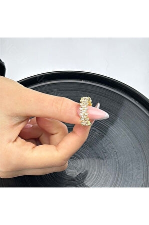 Zirkon Taşlı Yüzük 24, Altın Renk, Ayarlanabilir