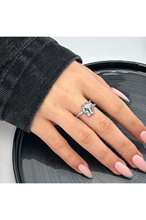 Xxx Blv Figürlü, Zirkon Taşlı Yüzük 26, Gümüş Renk, Ayarlanabilir