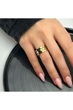 Xxx Paslanmaz Çelik Yüzük 29, Altın Renk, Ayarlanabilir