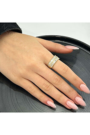 Zirkon Taşlı Yüzük 33, Altın Renk, Ayarlanabilir