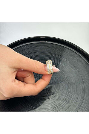Zirkon Taşlı Yüzük 33, Altın Renk, Ayarlanabilir