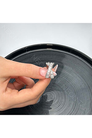 Xxx Zirkon Taşlı Yüzük 39, Gümüş Renk, Ayarlanabilir