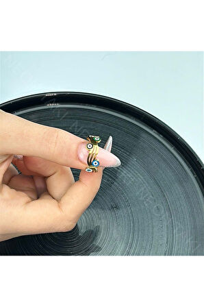 Xxx Nazar Figürlü, Paslanmaz Çelik Yüzük 48, Altın Renk, Ayarlanabilir