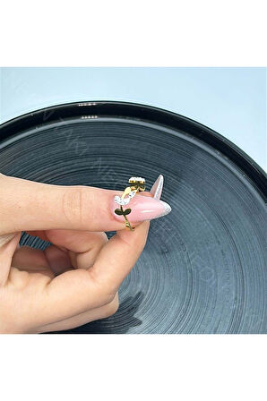 Xxx Gül Figürlü, Zirkon Taşlı Yüzük 53, Altın Renk, Ayarlanabilir