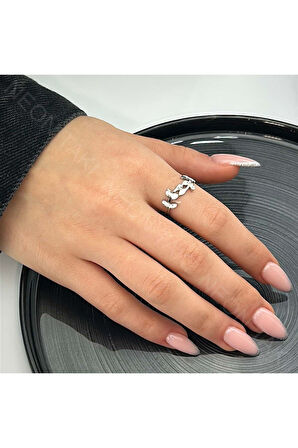 Xxx Gül Figürlü, Zirkon Taşlı Yüzük 54, Gümüş Renk, Ayarlanabilir