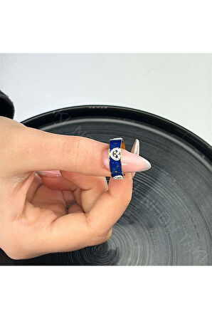 Xxx Lacivert Renk, Paslanmaz Çelik Yüzük 58, Kasa Altın Renk, Ayarlanabilir