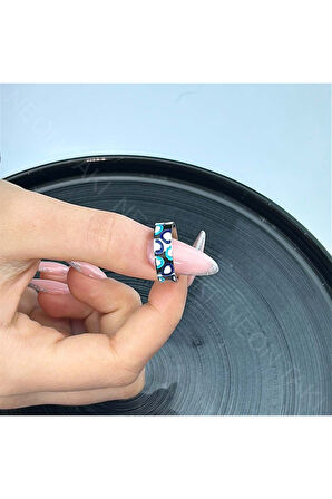 Xxx Nazar Figürlü, Paslanmaz Çelik Yüzük 59, Gümüş Renk, Ayarlanabilir