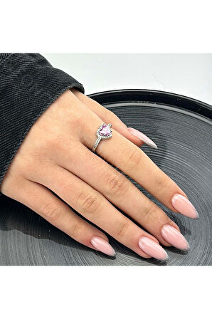 Zirkon Taşlı, Pan Yüzük 74, Kasa Gümüş Renk, Ayarlanabilir