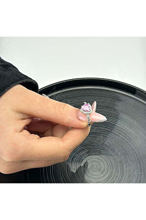 Zirkon Taşlı, Pan Yüzük 74, Kasa Gümüş Renk, Ayarlanabilir