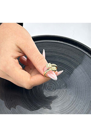 Zirkon Taşlı Yüzük 81, Altın Renk, Ayarlanabilir