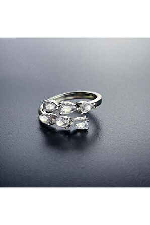 Zirkon Taşlı Yüzük 85, Gümüş Renk, Ayarlanabilir