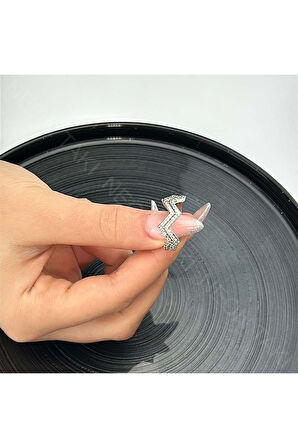 Zirkon Taşlı Yüzük 90, Gümüş Renk, Ayarlanabilir