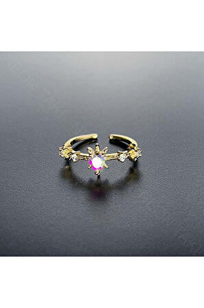 Zirkon Taşlı, Mineli Taş (BEYAZ/PEMBE), Paslanmaz Çelik Ayarlanabilir