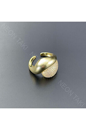 Zirkon Taşlı, Yüzük 136, Altın Renk, Ayarlanabilir