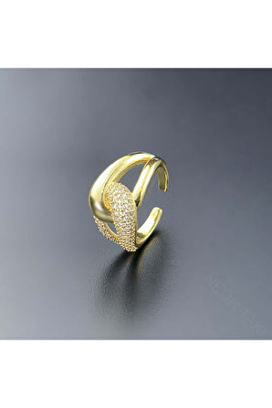 Zirkon Taşlı, Yüzük 139, Altın Renk, Ayarlanabilir