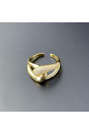 Zirkon Taşlı, Yüzük 139, Altın Renk, Ayarlanabilir