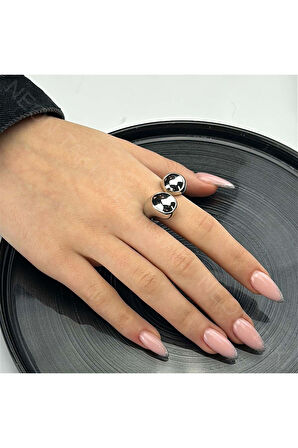 Damla Bottega Model, Paslanmaz Çelik Yüzük 145, Gümüş Renk, Ayarlanabilir