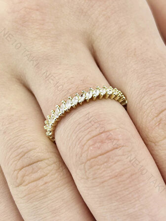 Zirkon Taş, Altın Kaplama Çelik Yüzük 171, Altın Renk, Ayarlanabilir