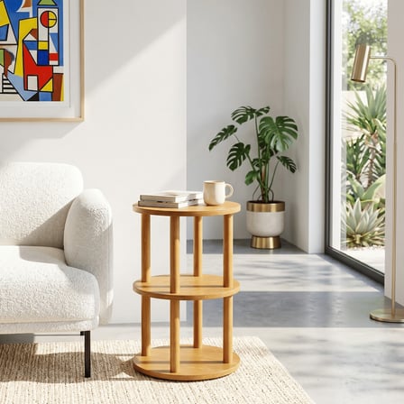 furnirem 3 Katlı Yuvarlak Yan Sehpa 60x35 cm