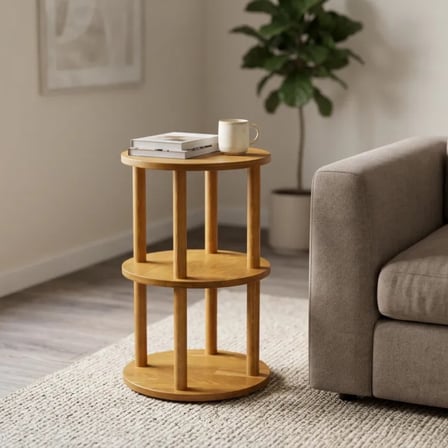 furnirem 3 Katlı Yuvarlak Yan Sehpa 60x35 cm