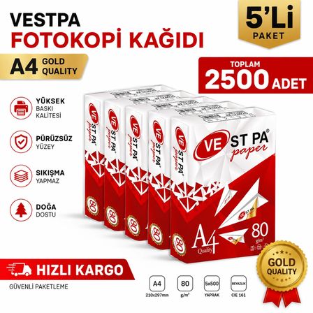 VESTPA A4 FOTOKOPİ KAĞIDI 2500 ADET