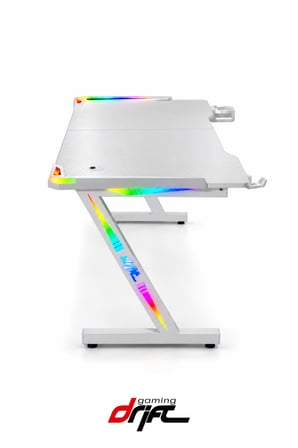 Aura White RGB LED’li Beyaz Oyuncu Masası | 120 × 60 cm