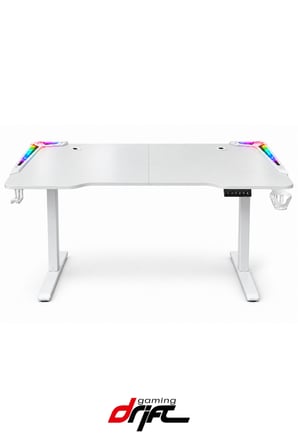 Flow Beyaz RGB LEDli Elektrikli Yükseklik Ayarlı Oyuncu ve Çalışma Masası