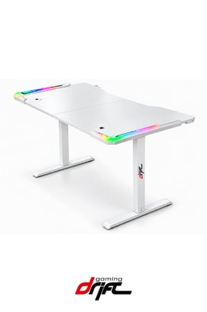 Flow Beyaz RGB LEDli Elektrikli Yükseklik Ayarlı Oyuncu ve Çalışma Masası