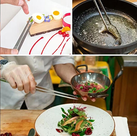 Şef Tipi Profesyonel Mutfak Cımbızı 30 cm - Uzun Paslanmaz Çelik Air Fryer & Barbekü Maşası 