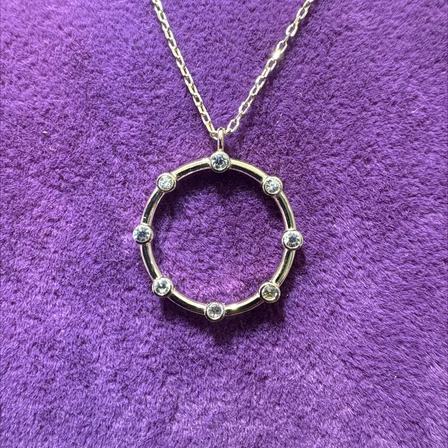 14 Ayar Altın Kolye Halka Taşlı 1.69gr 45 CM Kadın Hediye
