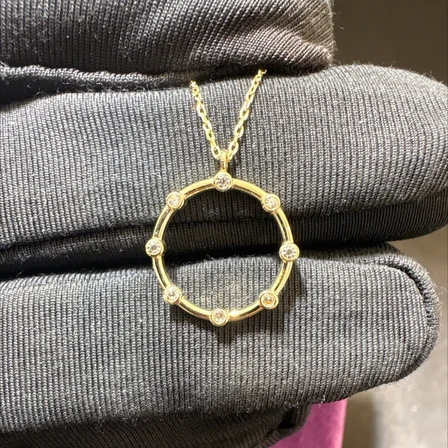 14 Ayar Altın Kolye Halka Taşlı 1.69gr 45 CM Kadın Hediye