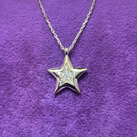 14 Ayar Altın Kolye Yıldız Taşlı 1.58gr 45 CM Kadın Hediye