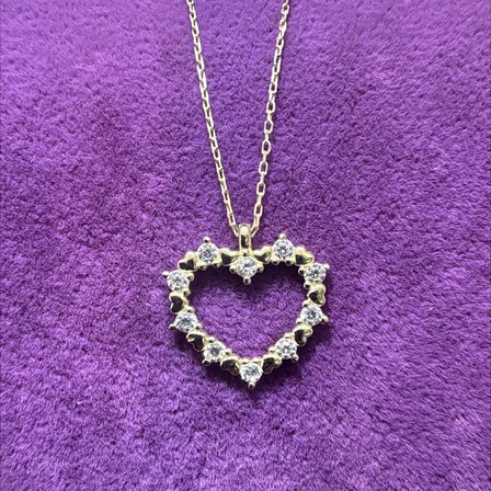 14 Ayar Altın Kolye Kalp Taşlı 1.84gr 45 CM Kadın Hediye