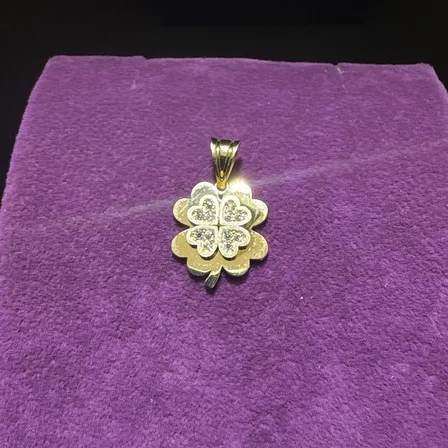 14 Ayar Altın Kolye Yonca Taşlı 1.25gr Kadın Hediye