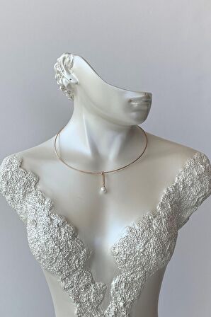 Birinci1926 14 Ayar Kırmızı Altın Choker Model İnci Bayan Kolye