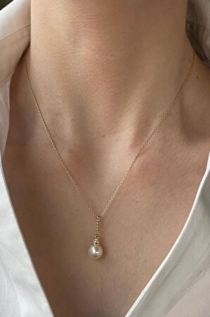 Birinci1926 14 Ayar Yeşil Altın Burgulu Taşlı İnci Set