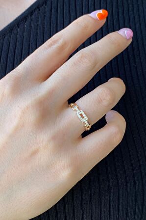 Zümrüt Sarraf 14 Ayar Yeşil Altın Kadın Altıgen Baget Taşlı Yüzük