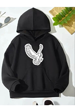 Çocuk Kartal Baskılı %100 Pamuk Sweatshirt