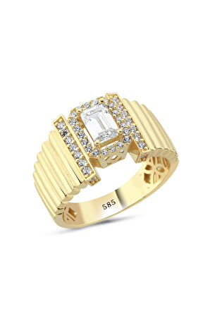 14 Ayar Altın Taşlı Baget Yüzük