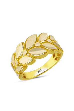 14 Ayar Altın Yapraklı Motifli Yüzük