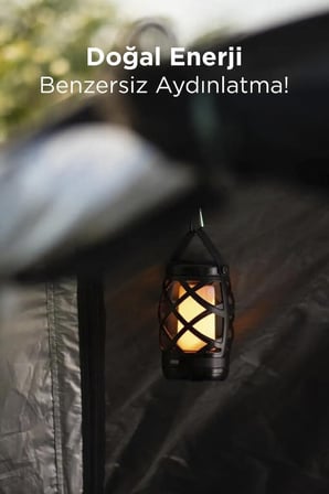 Nostaljik Retro Pilli Led Işıklı Gece Lambası LW40 Siyah Dekoratif Aydınlatma Çadır Feneri