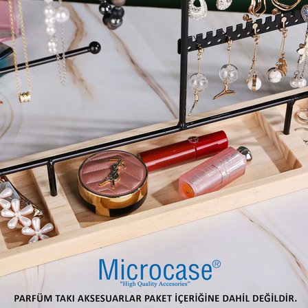 Microcase Ahşap Tabanlı Masaüstü Kolye Küpe Bileklik Takı Aksesuar Organizer Standı AL5462 - BEYAZ