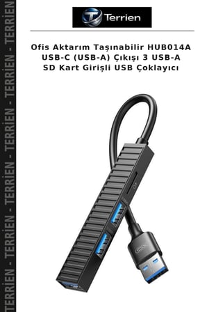 Ofis Aktarım Taşınabilir HUB014A USB-C (USB-A) Çıkışı 3 USB-A SD Kart Girişli USB Çoklayıcı