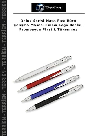 Delux Serisi Masa Başı Büro Çalışma Masası Kalem Logo Baskılı Promosyon Plastik Tükenmez