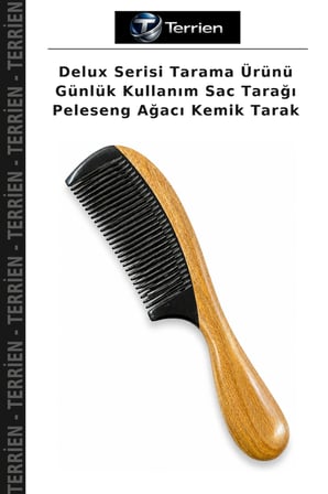 Delux Serisi Tarama Ürünü Günlük Kullanım Sac Tarağı Peleseng Ağacı Kemik Tarak
