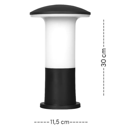  Zita Mantar Bahçe Armatürü 32 cm | Set Üstü Siyah Aydınlatma | IP54 Su Geçirmez | E27 Ampul Uyumlu | Dış Mekan Lamba 