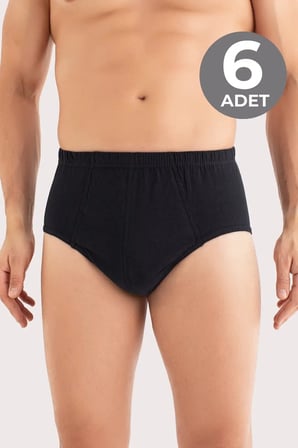 Özel Seri Çamaşır Günlük Alt Siyah 6'lı Paket Erkek Külot %100 Pamuk Penye